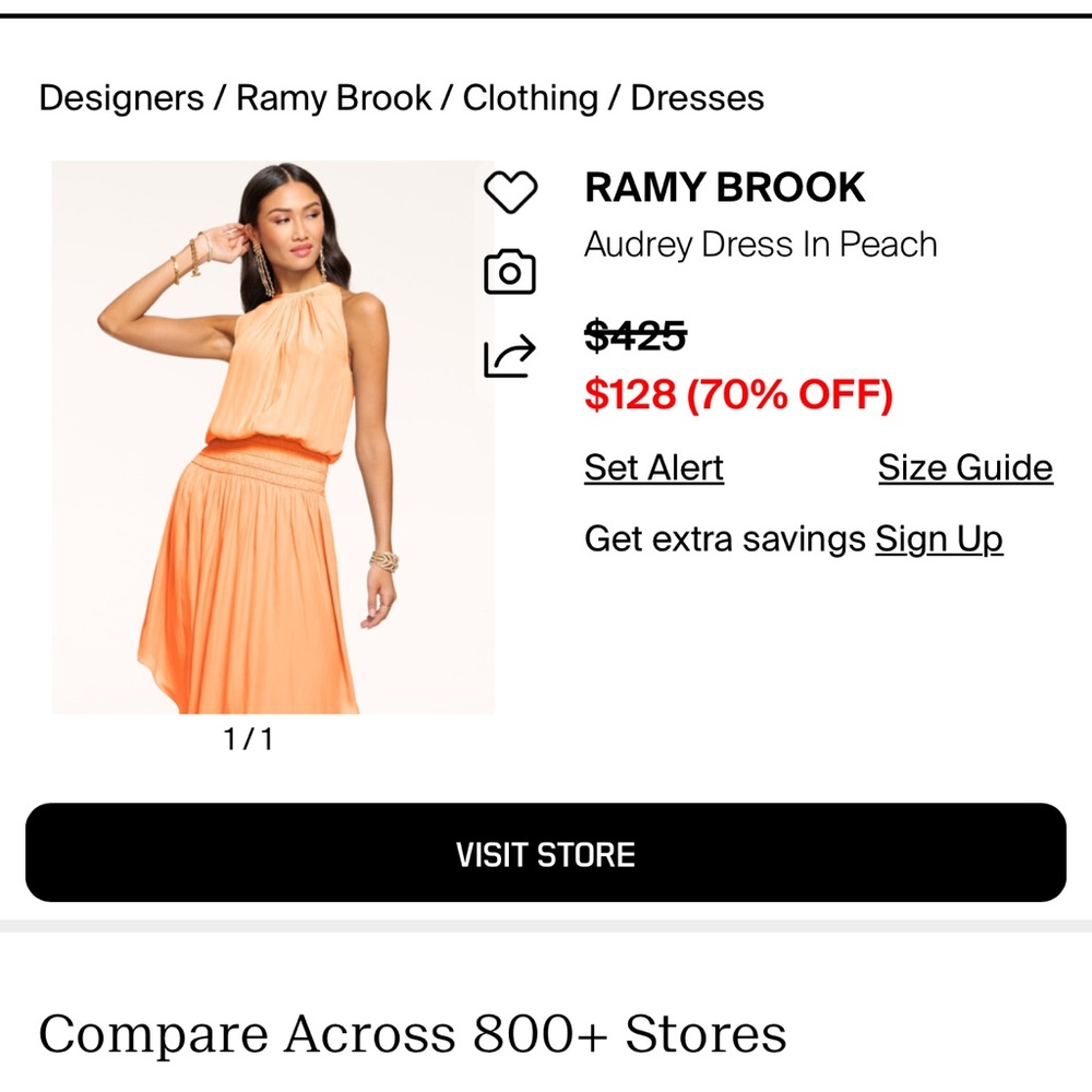 Ramy Brook Audrey Dress in Peach